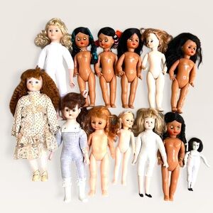 Vintage Mixed Composition Dolls - Assorted Skin Tones & Hair